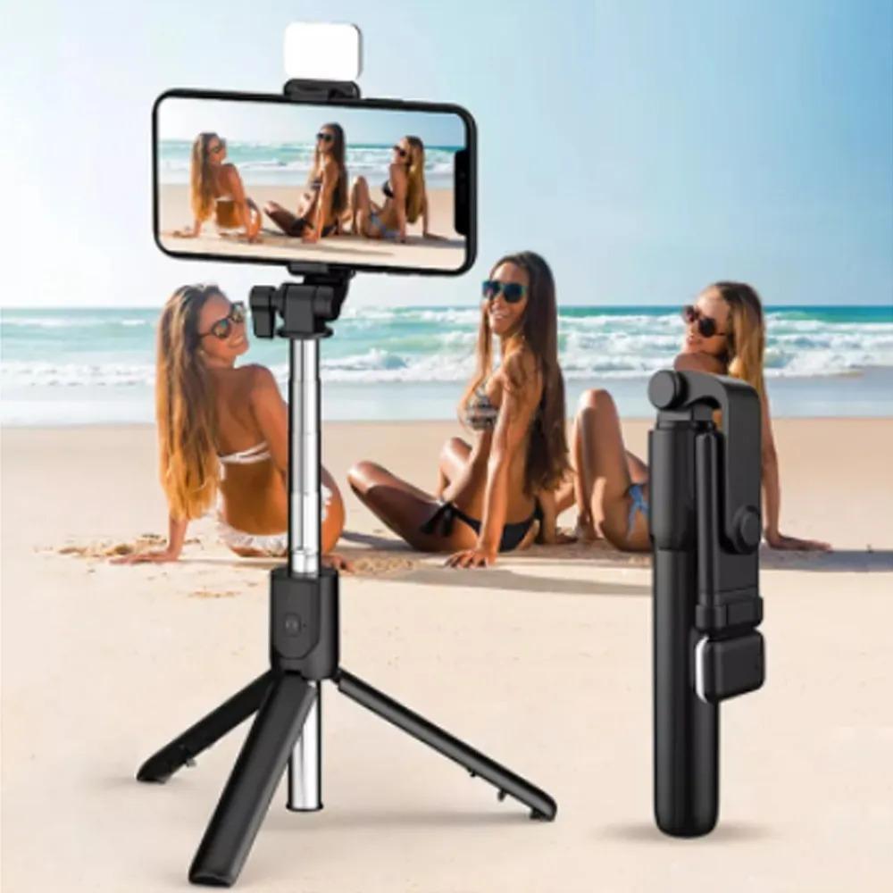 Sefie Stick With LED Light Mini Tripord Stand