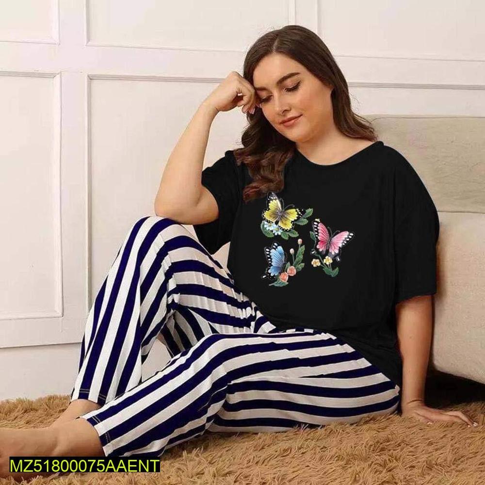 2 Pcs Stitched Sleepwear For Women