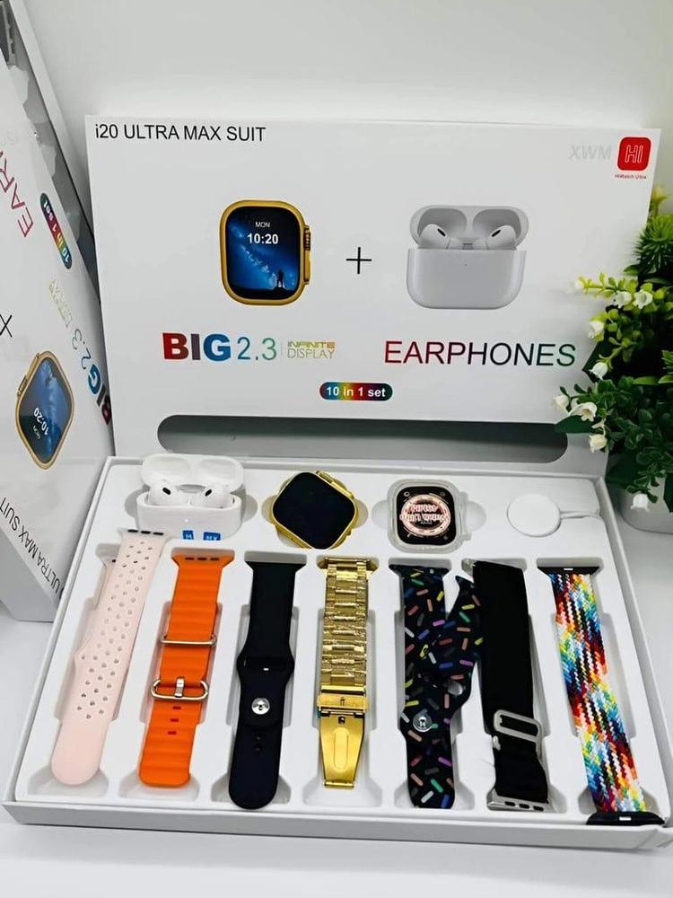 10 In 1 Ultra Max Suit Smart Watch With Eirpuds